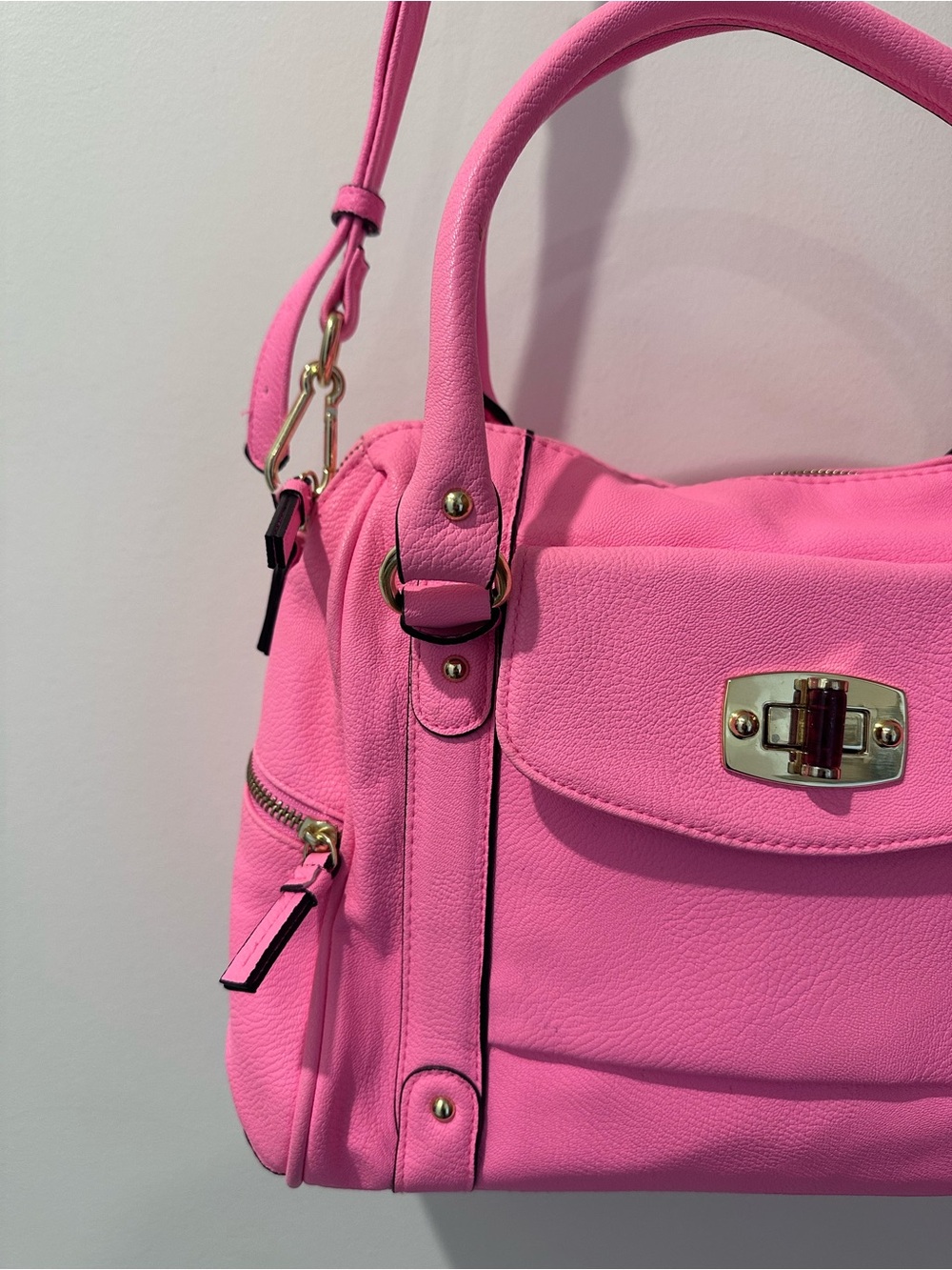 Merona Hot Pink Satchel Crossbody Handbag - Excellent Condition - Picture 4 of 8